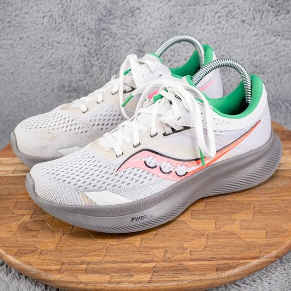 Saucony Women's Ride 16 S10830-35 White Green Pink Running Shoes Sneaker Sz 8.5 - Picture 4 of 10